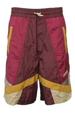 Red paneled polyamide-blend Macken logo toggle waist boardshort-style bermuda