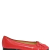 Red patent leather signature bow ballerinas featuring tonal Coco Mark topstitched cap toe