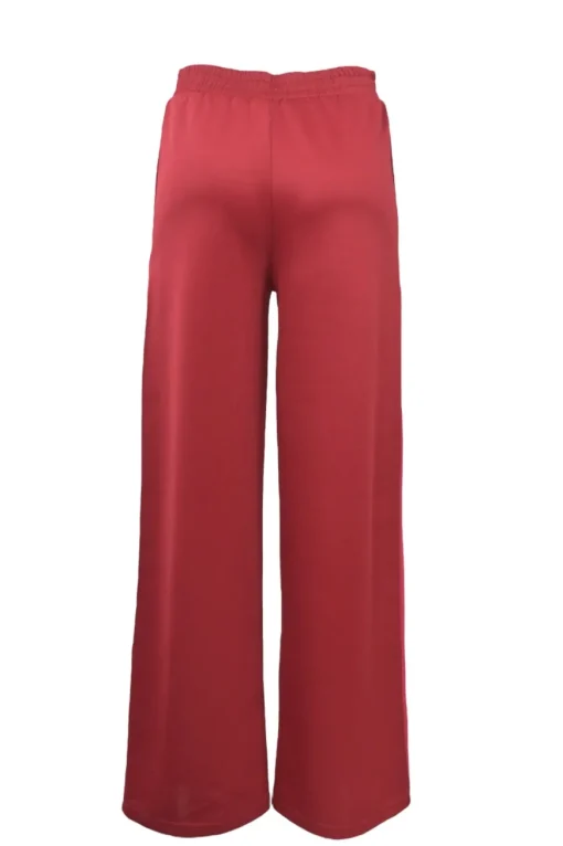 Red polyester-blend two-piece tracksuit with funnel collar zip-up jacket and high-rise wide-leg pants