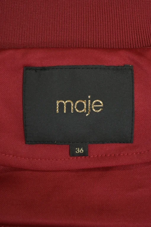 Red polyester-blend two-piece tracksuit with funnel collar zip-up jacket and high-rise wide-leg pants