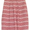 Red striped cotton pull-on pleated tulip-style skirt