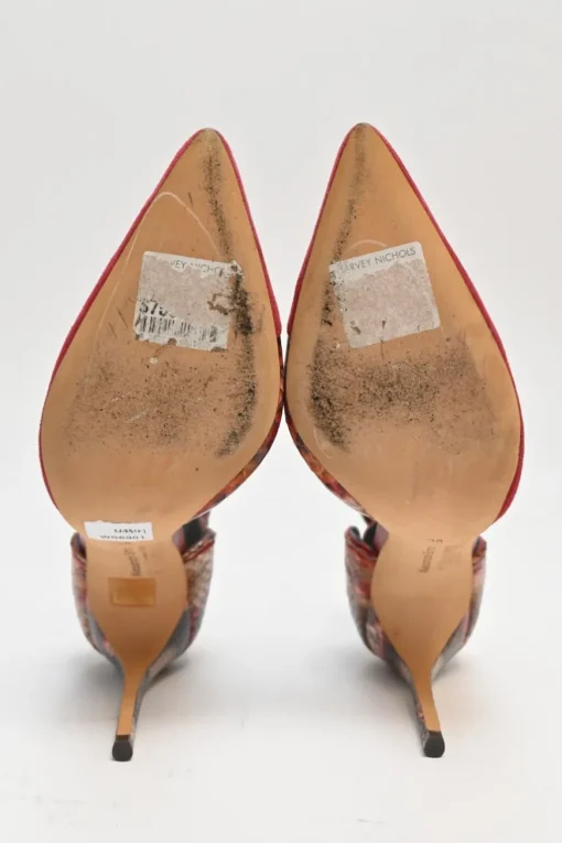 Red suede and python skin pointed-toe buckle strap exotic D'Orsay pumps