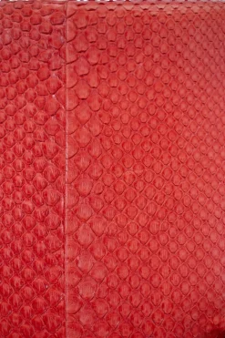 Red trapeze leather and suede Top handle bag with detachable strap