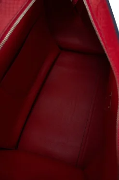 Red trapeze leather and suede Top handle bag with detachable strap