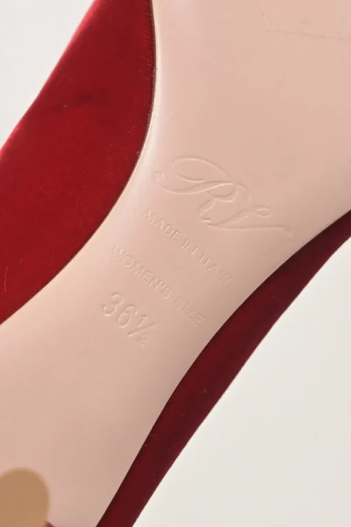 Red velvet and leather Brochamour pointed-toe court pumps with crystal-embellished vamp buckle and lacquered heels
