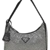 Re-Edition 2000 black strass-embellished satin shoulder bag