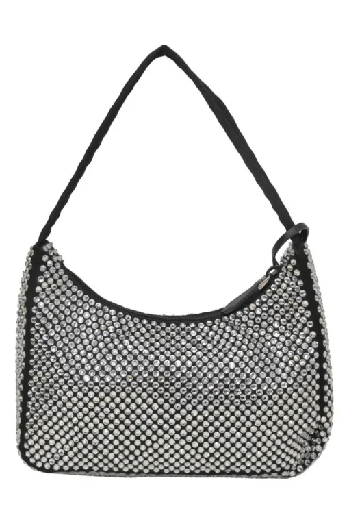 Re-Edition 2000 black strass-embellished satin shoulder bag