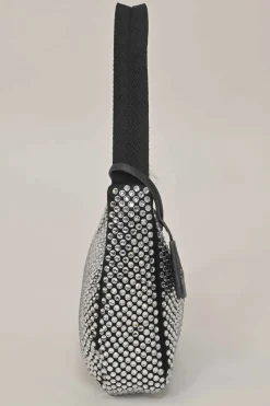 Re-Edition 2000 black strass-embellished satin shoulder bag