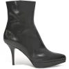 Rive Gauche black leather pointed-toe zip-up platform booties