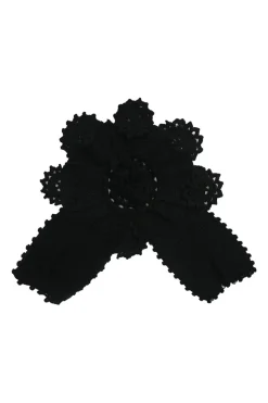 Rive Gauche black wool crochet floral boutonnière