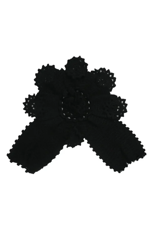 Rive Gauche black wool crochet floral boutonnière