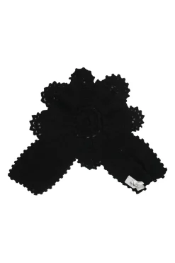 Rive Gauche black wool crochet floral boutonnière