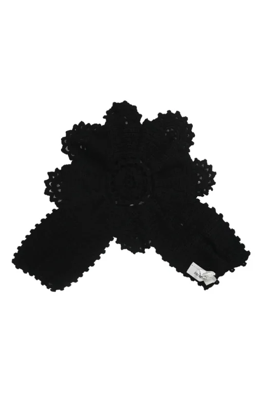 Rive Gauche black wool crochet floral boutonnière