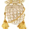 Riviera Mini Tasseled Crystal Embellished Raffia And Canvas Bucket Bag