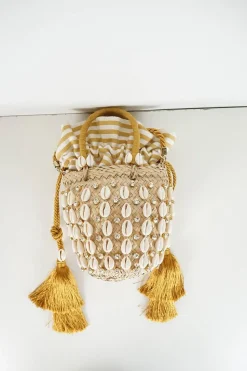 Riviera Mini Tasseled Crystal Embellished Raffia And Canvas Bucket Bag