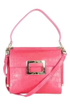 Roger Vivier fuchsia mock croc leather small Miss Viv crossbody bag