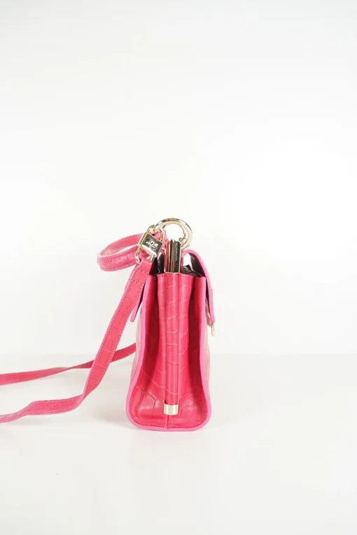 Roger Vivier fuchsia mock croc leather small Miss Viv crossbody bag