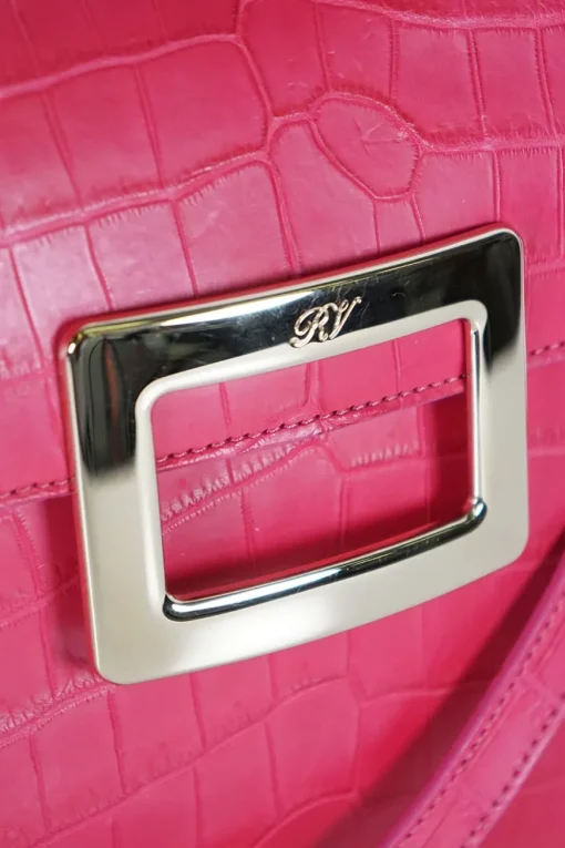 Roger Vivier fuchsia mock croc leather small Miss Viv crossbody bag
