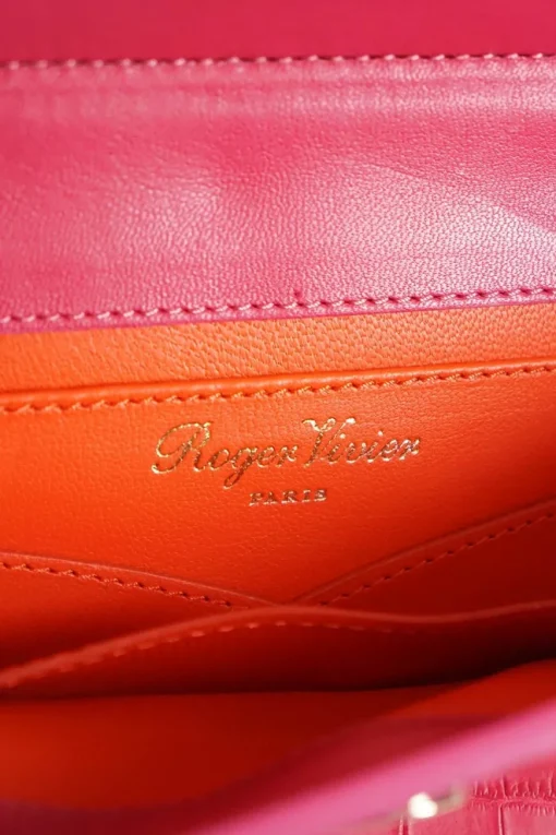 Roger Vivier fuchsia mock croc leather small Miss Viv crossbody bag