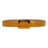 Roger Vivier mustard color leather belt, with signature rectangular belt in gold tone metal