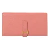 Rose tea calfskin leather Béarn Gusset long wallet with yellow gold-plated hardware