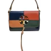 Royal navy natural vachetta leather Miller colour-block handbag