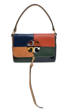 Royal navy natural vachetta leather Miller colour-block handbag