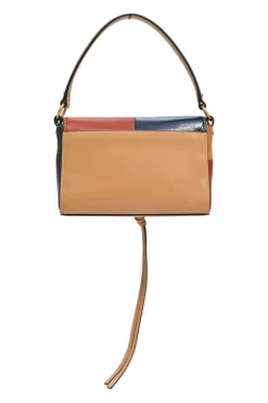 Royal navy natural vachetta leather Miller colour-block handbag