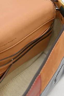 Royal navy natural vachetta leather Miller colour-block handbag