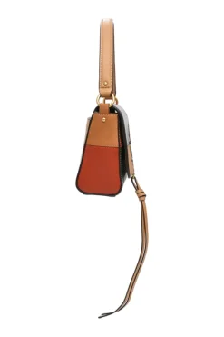 Royal navy natural vachetta leather Miller colour-block handbag