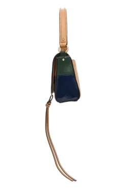 Royal navy natural vachetta leather Miller colour-block handbag