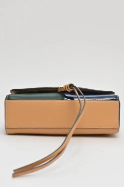 Royal navy natural vachetta leather Miller colour-block handbag