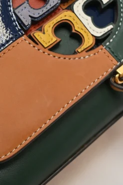 Royal navy natural vachetta leather Miller colour-block handbag