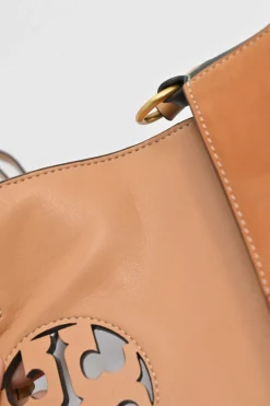 Royal navy natural vachetta leather Miller colour-block handbag