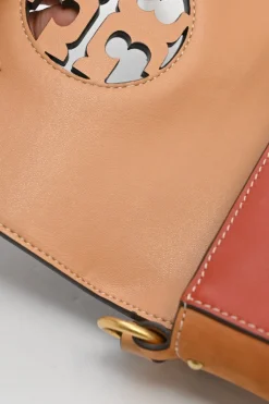 Royal navy natural vachetta leather Miller colour-block handbag