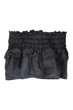 Ruffled black skirt with elastic waist