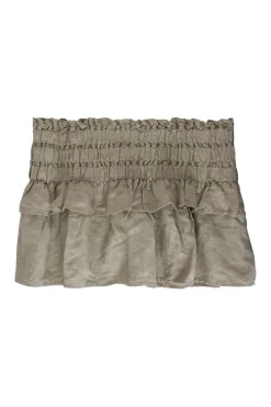 Ruffled khaki skirt with elastic waist
