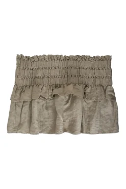 Ruffled khaki skirt with elastic waist