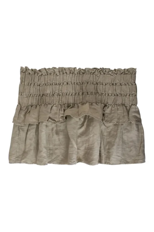 Ruffled khaki skirt with elastic waist