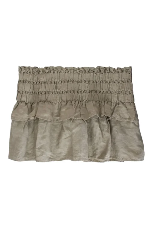 Ruffled khaki skirt with elastic waist