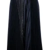 Sacai Black wool wrap-style pleated skirt with a high rise and a mid-length, navy waist and belt