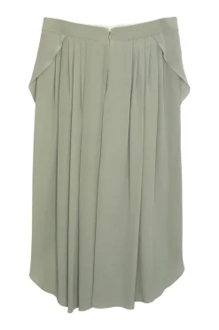 Sage green draped silk crêpe de Chine culottes