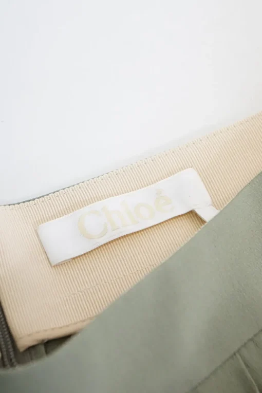 Sage green draped silk crêpe de Chine culottes