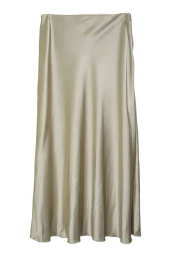 Sage green triacetate-blend satin-crêpe fluted midi skirt