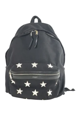 Saint Laurent black Sac Hunt canvas backpack with stitched stars