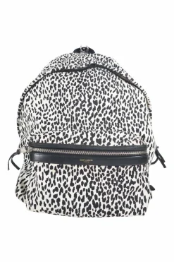 Saint Laurent black/white canvas leopard print city backpack