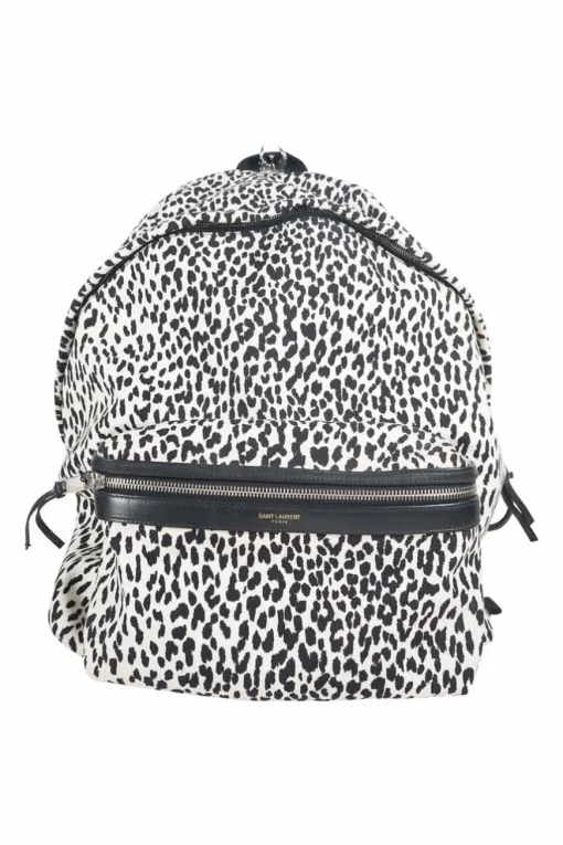Saint Laurent black/white canvas leopard print city backpack