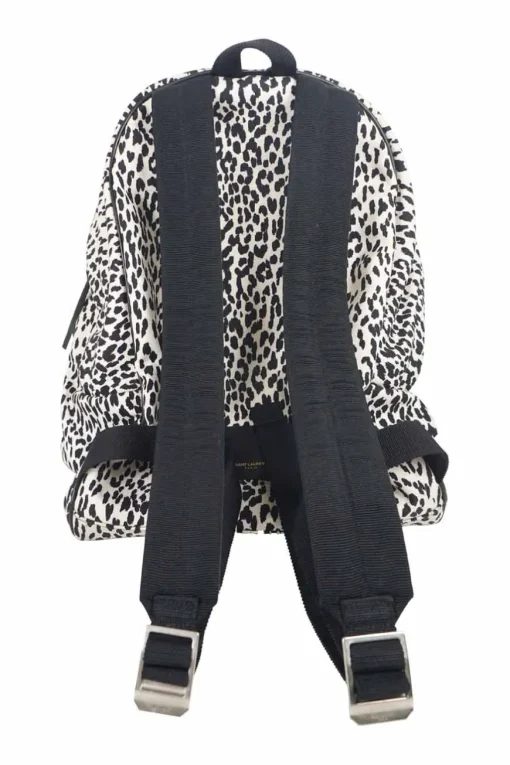 Saint Laurent black/white canvas leopard print city backpack
