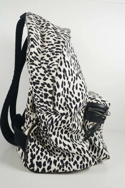 Saint Laurent black/white canvas leopard print city backpack