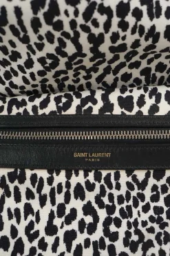 Saint Laurent black/white canvas leopard print city backpack